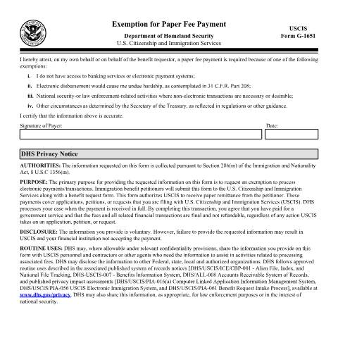 Document preview: USCIS Form G-1651 — USCIS, United States (CERFA n°G-1651)