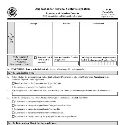 Document preview: USCIS Form I-956 — USCIS, United States (CERFA n°I-956)