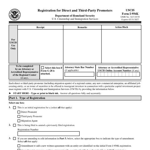 Document preview: USCIS Form I-956K — USCIS, United States (CERFA n°I-956K)