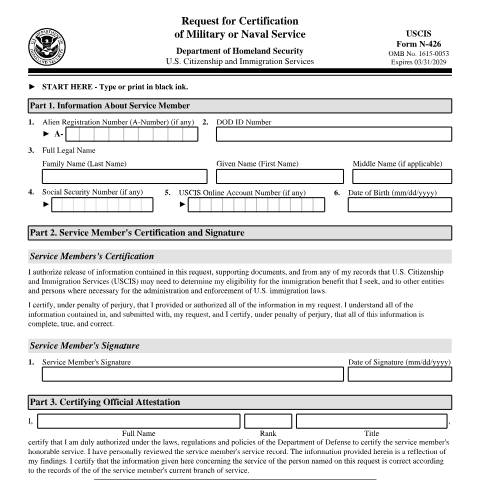 Document preview: USCIS Form N-426 — USCIS, United States (CERFA n°N-426)
