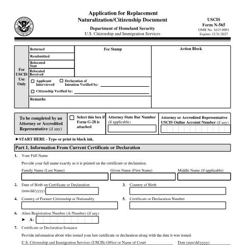 Document preview: USCIS Form N-565 — USCIS, United States (CERFA n°N-565)