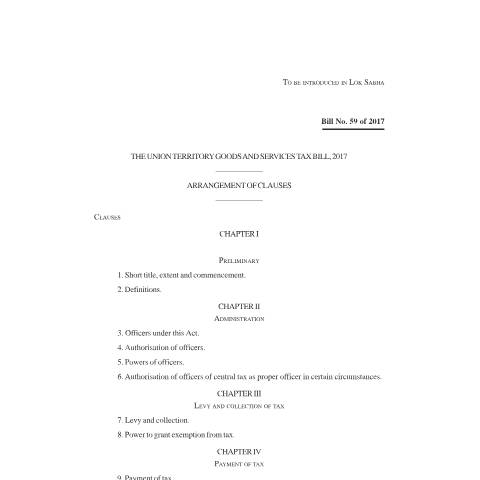 Document preview: UTGST bill e — gst, India (CERFA n°UTGST-bill-e)