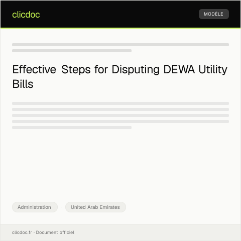 Document preview: Dispute Resolution Request for Utility Bill Discrepancies with DEWA — Administration, United Arab Emirates