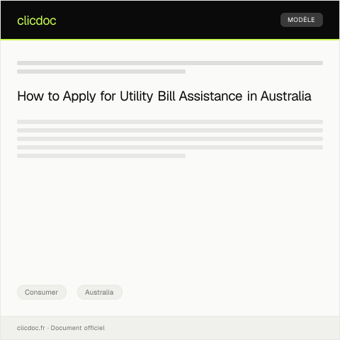 Document preview: Application for Payment Assistance from Services Australia for Utility Bills — Consumer, Australia