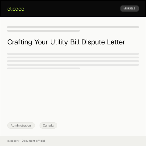 Document preview: Dispute Regarding Incorrect Billing on Utility Statement — Administration, Canada