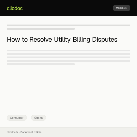 Document preview: Notification of Utility Billing Dispute Resolution — Consumer, Ghana