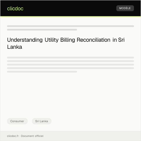Document preview: Application for Utility Billing Reconciliation — Consumer, Sri Lanka