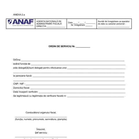 Document preview: Ordin de serviciu (OPANAF 2117/2018) — Documente emise, România (CERFA n°A2_OPANAF_2117_2018)