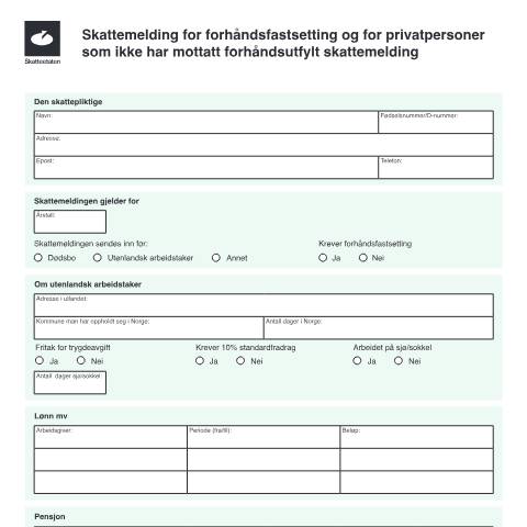 Document preview: Utmelding av kildeskatt på lønn — Skatteetaten / Forms, Norge (CERFA n°RF-1515)