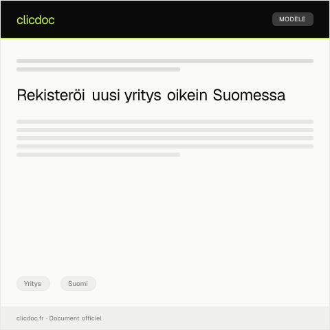 Document preview: Uuden yrityksen rekisteröinti — Yritys, Suomi