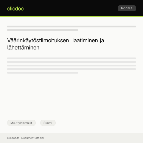 Document preview: Väärinkäytöstilmoitus — Muut yleismallit, Suomi