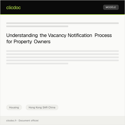 Document preview: Vacancy Notification for Property空置通知 — Housing, Hong Kong SAR China
