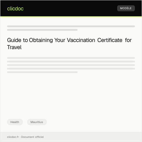 Document preview: Request for Vaccination Certificate for Travel Purposes — Health, Mauritius