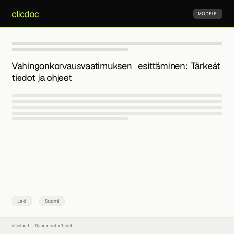 Document preview: Vahingonkorvausvaatimuksen esittäminen — Laki, Suomi