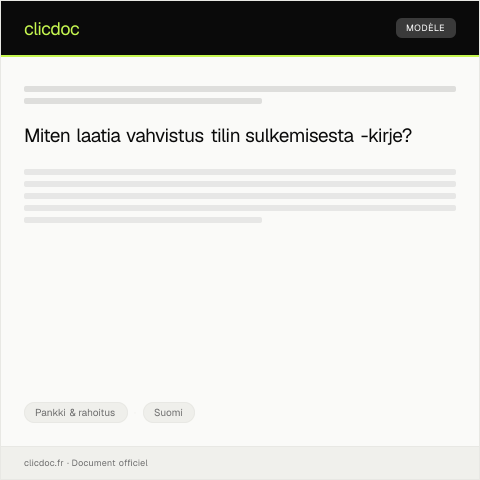 Document preview: Vahvistus tilin sulkemisesta — Pankki & rahoitus, Suomi