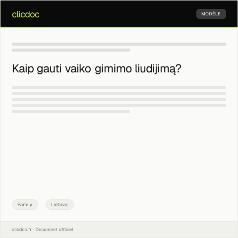 Document preview: Vaiko gimimo liudijimo išrašymas ir registracija — Family, Lietuva