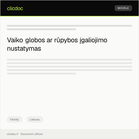 Document preview: Vaiko globos ar rūpybos įgaliojimo nustatymo prašymas — Family, Lietuva