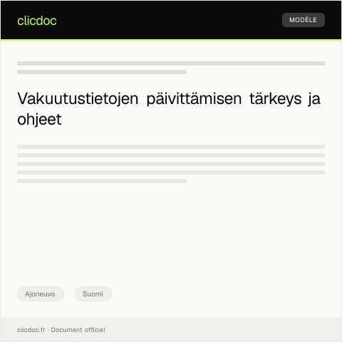 Document preview: Vakuutustietojen päivitys — Ajoneuvo, Suomi
