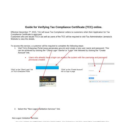 Document preview: Validate a Tax Compliance Letter — Guide, Jamaica (CERFA n°Guide+for+Validating+Tax+Compliance+Letters)