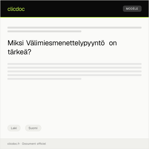 Document preview: Välimiesmenettelypyyntö — Laki, Suomi