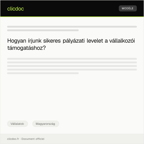 Document preview: Vállalkozói támogatási célú pályázat — Vállalatok, Magyarország