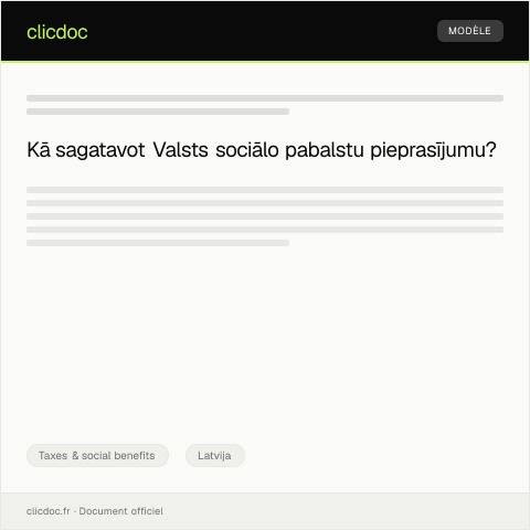 Document preview: Valsts sociālo pabalstu pieprasījums — Taxes & social benefits, Latvija