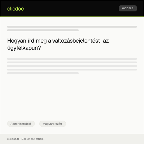 Document preview: Változásbejelentés az ügyfélkapun személyi adatok módosításához — Adminisztráció, Magyarország