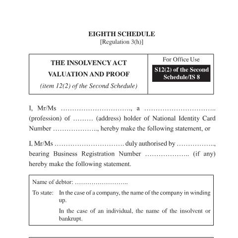 Document preview: Valuation and Proof _ IS8 — Document, Mauritius (CERFA n°Valuation-and-Proof-_-IS8)