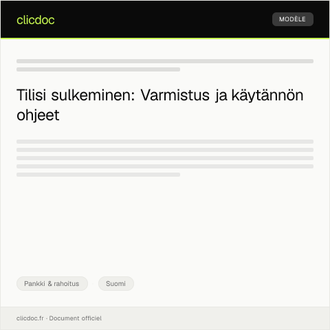 Document preview: Varmistus tilin sulkemisesta — Pankki & rahoitus, Suomi