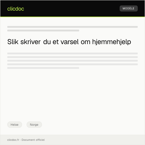 Document preview: Varsel om behov for hjemmehjelp — Helse, Norge