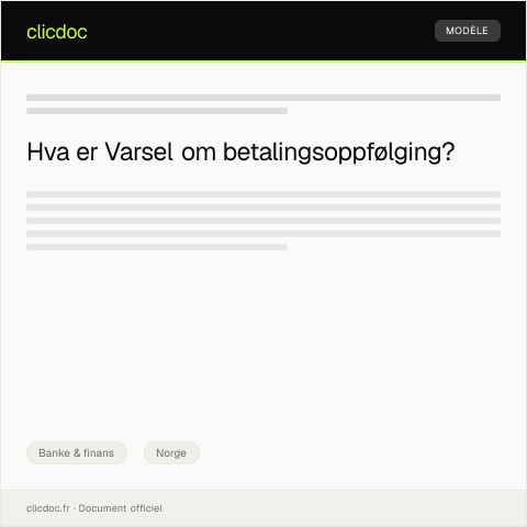 Document preview: Varsel om betalingsoppfølging — Banke & finans, Norge