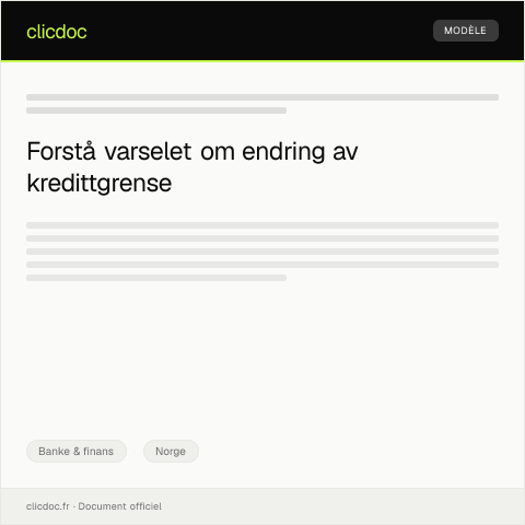Document preview: Varsel om endring av kredittgrense — Banke & finans, Norge