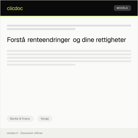 Document preview: Varsel om endring av rente — Banke & finans, Norge