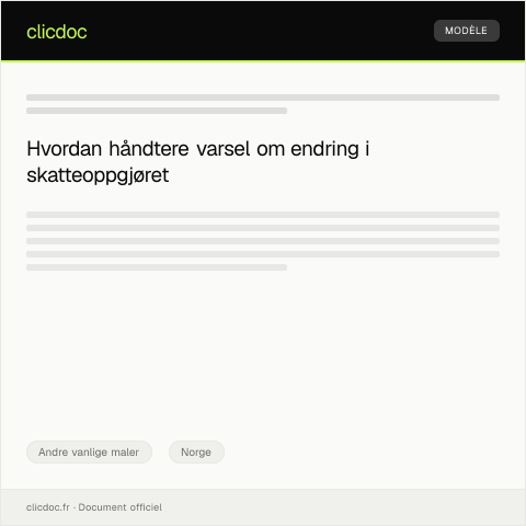 Document preview: Varsel om endring i skatteoppgjøret for inntektsåret 2022 — Andre vanlige maler, Norge
