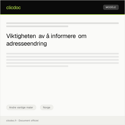 Document preview: Varsel om endring i trygdeytelser ved flytting — Andre vanlige maler, Norge