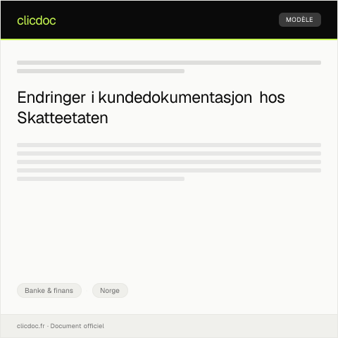 Document preview: Varsel om endringer i kundedokumentasjon — Banke & finans, Norge