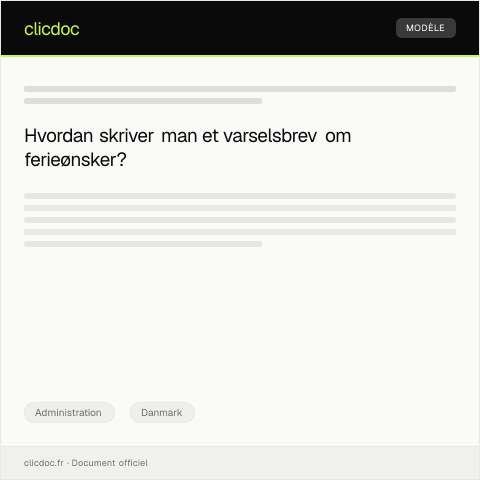 Document preview: Varsel om ferieønsker i henhold til arbejdsret — Administration, Danmark