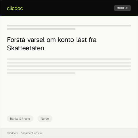 Document preview: Varsel om konto låst — Banke & finans, Norge