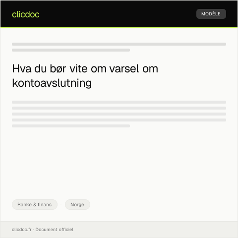Document preview: Varsel om kontoavslutning — Banke & finans, Norge