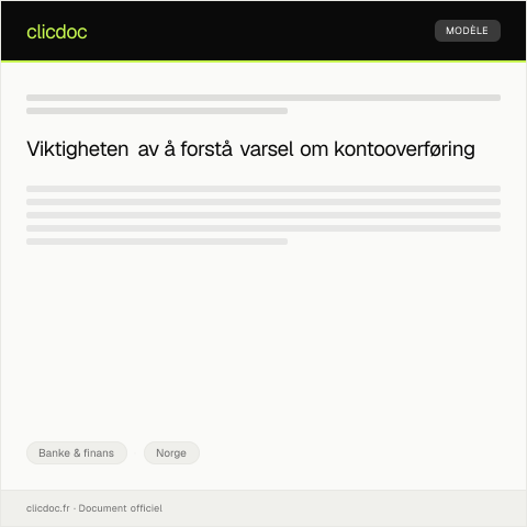 Document preview: Varsel om kontooverføring — Banke & finans, Norge