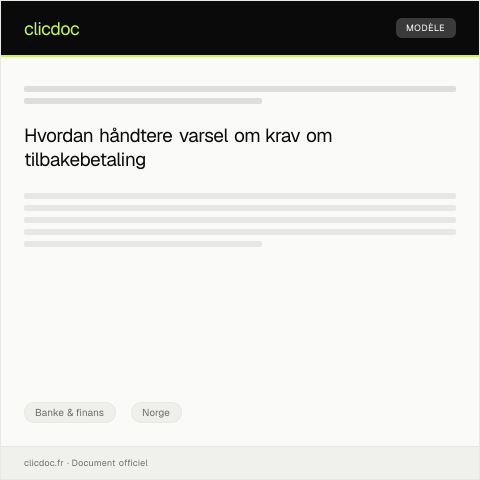 Document preview: Varsel om krav om tilbakebetaling — Banke & finans, Norge