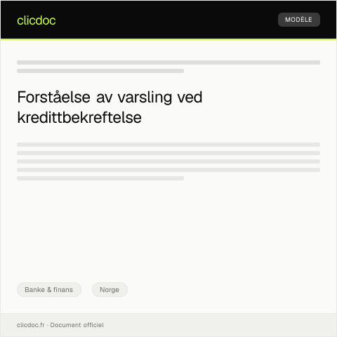 Document preview: Varsel om kredittbekreftelse — Banke & finans, Norge