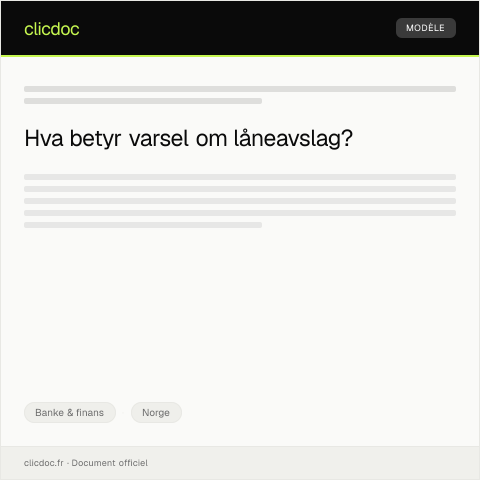 Document preview: Varsel om låneavslag — Banke & finans, Norge