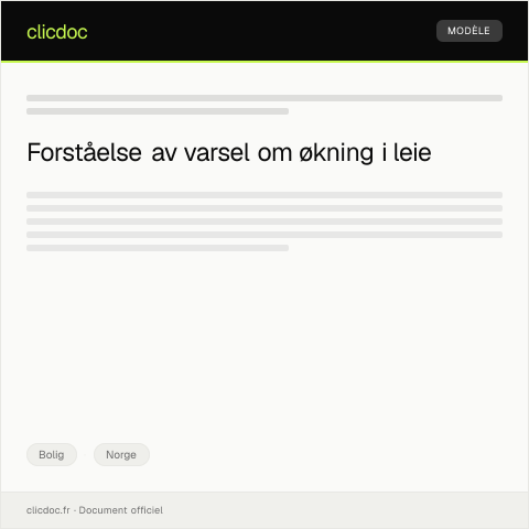 Document preview: Varsel om økning i leie — Bolig, Norge