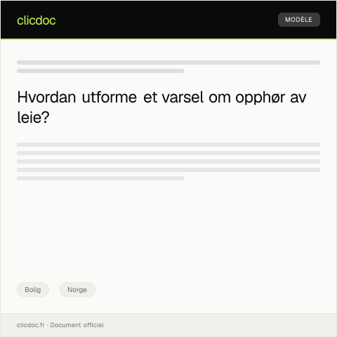 Document preview: Varsel om opphør av leie — Bolig, Norge