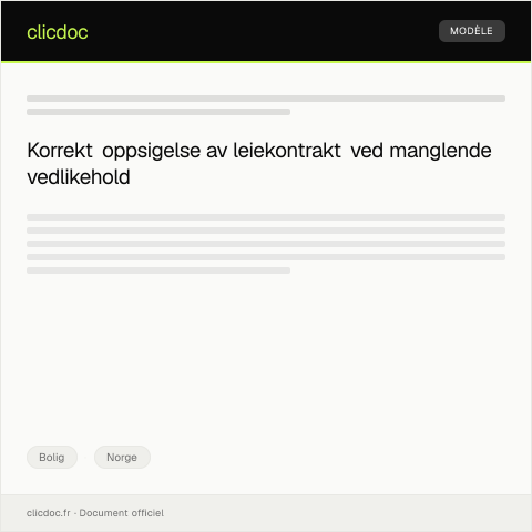 Document preview: Varsel om oppsigelse grunnet manglende vedlikehold — Bolig, Norge