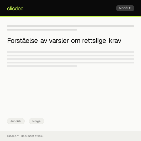 Document preview: Varsel om rettslig krav — Juridisk, Norge