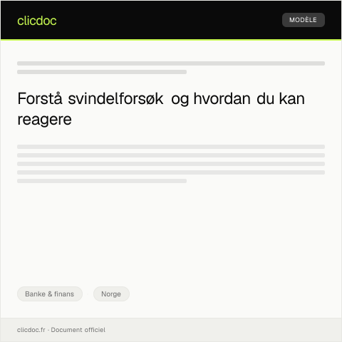 Document preview: Varsel om svindelforsøk — Banke & finans, Norge