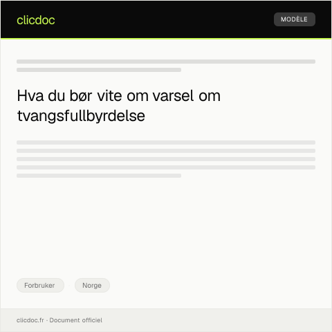Document preview: Varsel om tvangsfullbyrdelse — Forbruker, Norge