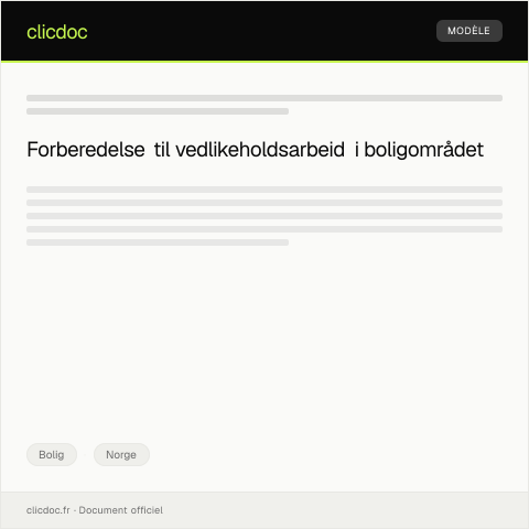 Document preview: Varsel om vedlikeholdsarbeid — Bolig, Norge